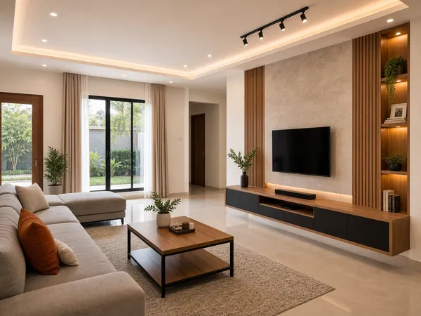 Renovasi interior ruang keluarga dengan tata ruang modern
